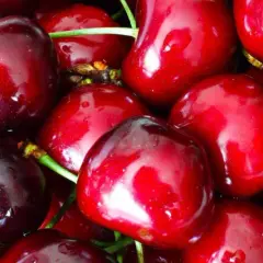 En närbild av saftiga, röda bigarråer. Dessa söta bär är inte bara goda, de är också nyttiga och fulla av antioxidanter. Perfekta som mellanmål!