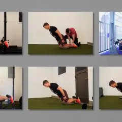 Man utför nordic hamstring curl på olika sätt, med eller utan assistans, för att stärka baksida lår.