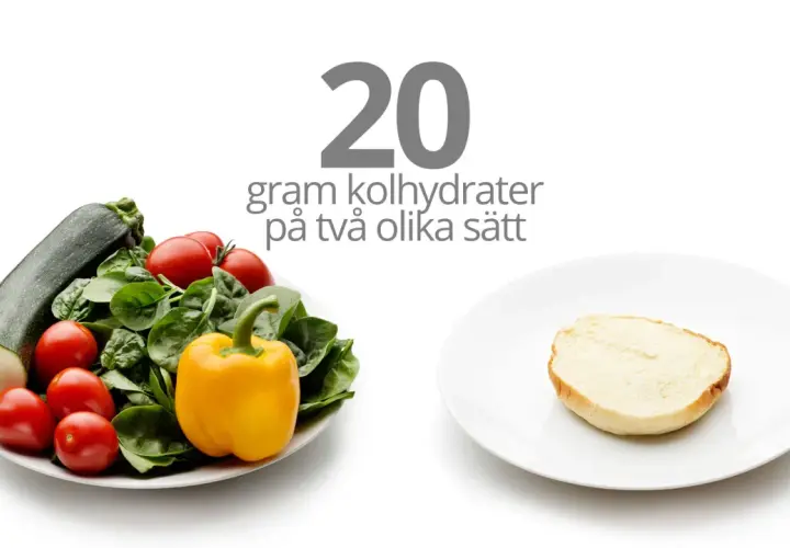 20 gram kolhydrater per dag kan se ut som en tallrik grönsaker eller en brödskiva.