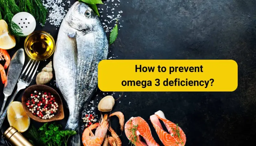 Fisk och skaldjur som lax och räkor, samt citron och örter, för att undvika omega 3 brist.