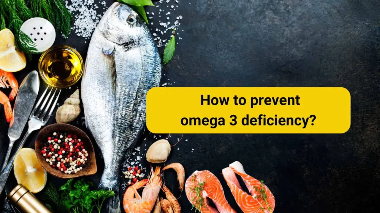 Fisk och skaldjur som lax och räkor, samt citron och örter, för att undvika omega 3 brist.